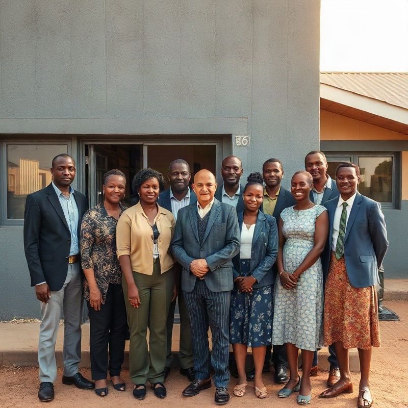 The Orbitpecho team standing outside their Thika office